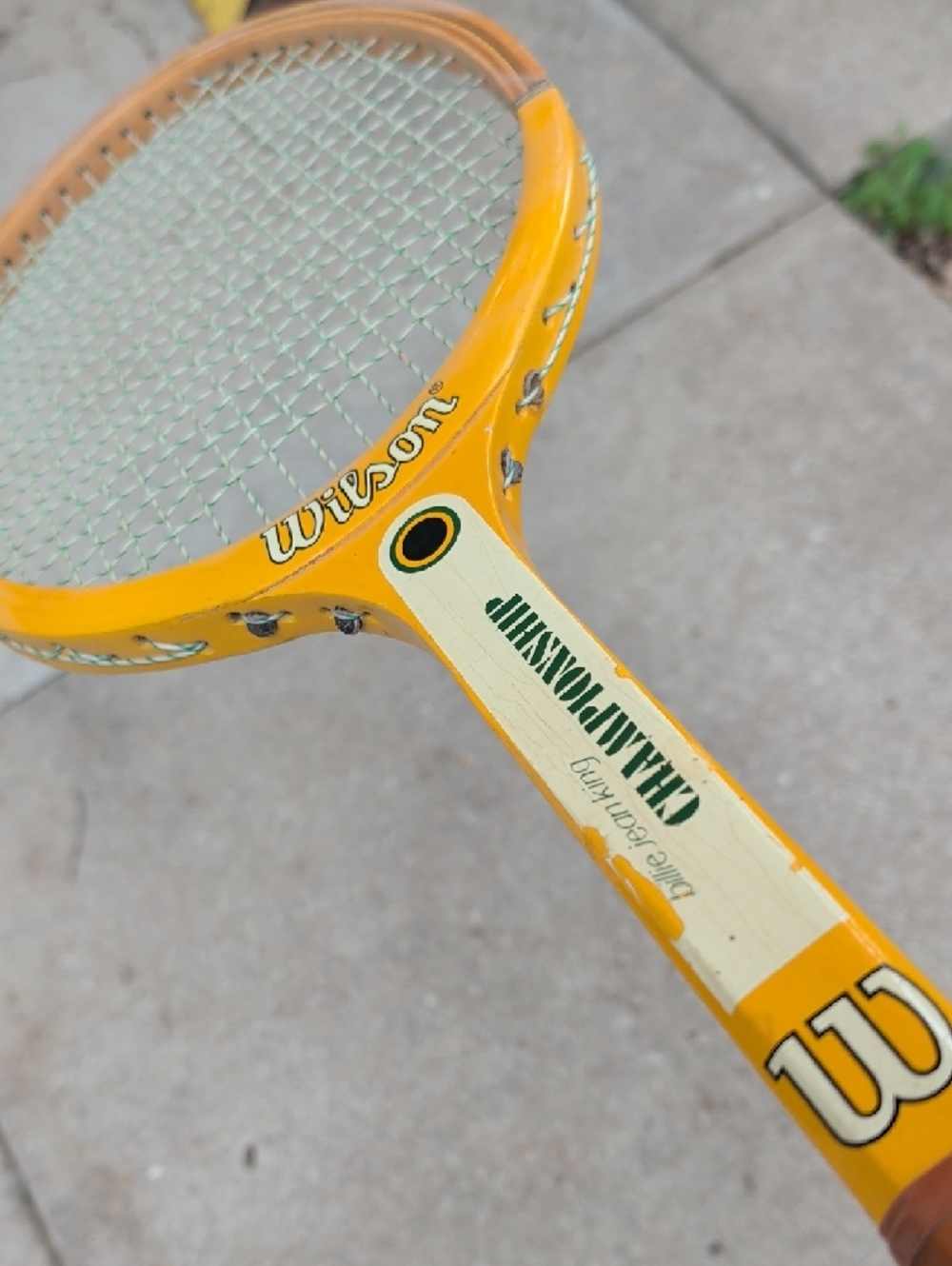 Wilson Vintage Yellow and Natural Wood Classic Tennis Racket - Picture 3 of 7